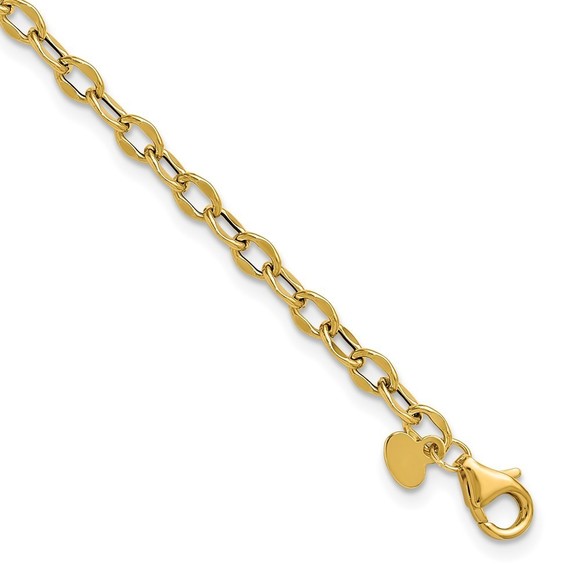 Million Charms Jewelry - 14k Yellow Gold Polished Fancy Flat Cable Link Bracelet